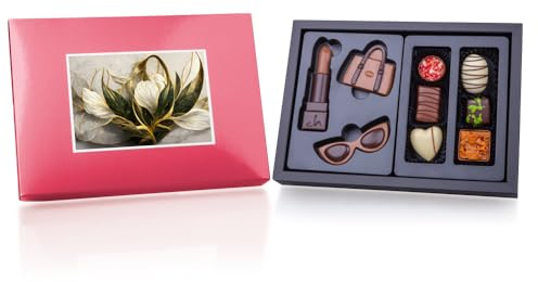 ChocoPostcard Midi - Frauenset und Pralinen - drei Figuren aus Schokolade und 6 Pralinen mit Grußkarte | Geschenkidee | Frau | Frauen | Mutter | Mütter | Mama | Muttertag | Geburtstag | Frauentag