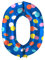Folat 64180 Luftballon Geburtstag Ziffer Zahl 0 Colorful Dots Blau mit farbigen Punkten 86 cm - Helium Ballon Decoration Geburtstagdeko, Ballon Zahl