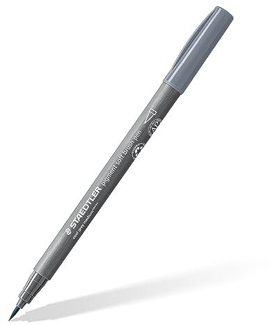 STAEDTLER soft brush pen pigment Arts, medium kaltgrau, softe Pinselspitze für besonders variable Linienbreiten, pigmentierte Premium-Zeichentusche, wasserfest, 10 brush pens im Kartonetui, 372-87
