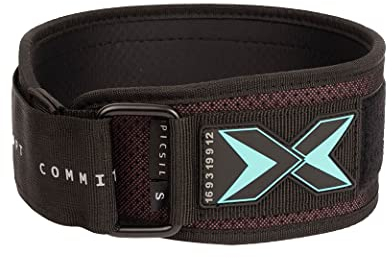 PICSIL Cinturón Lumbar para Powerlifting, Ideal para Sentadillas, Peso Muerto, Press Banca, Cinturón Personalizable con Espacio para Parches, 2 Colores, 4 Tallas (M, Rojo)