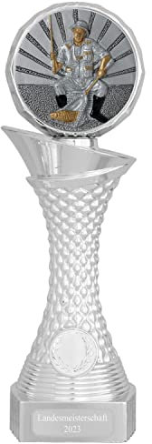 Druckspezialist Angeln Pokal AVORD Fischen Trophäe Silber mit Gravur (M - 25 cm)