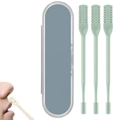 Doppelseitiges Nasenhaarmesser, waschbarer Doppelkopf-Nasenhaarschneider, manueller Ohr-Nasen-Haarschneider für Frauen/Männer, manuell um 360 ° drehbarer Nasenhaarschneider (3pcs C)