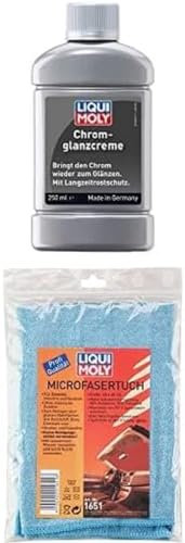 Bundle aus LIQUI MOLY Chromglanzcreme | 250 ml | Autopflege | Lackpflege | Art.-Nr.: 1529 + LIQUI MOLY Microfasertuch | 1 Stk | Autopflege | Art.-Nr.: 1651