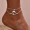 Prosy double couche plage vague cheville argent bracelet cheville Fishtail Forever pendentif été pied bijoux accessoire pour les femmes et les filles (A)