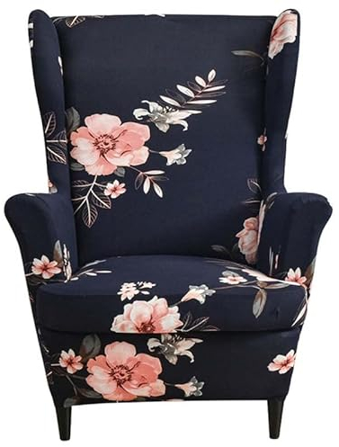 Ohrensessel Bezug 2-Teilig Sesselbezug Sesselüberwürfe Ohrensessel Überzug Elegant Blumen Stretch Sesselhusse Mit Armlehne Für Ohrensessel,Sessel-Überwürfe Relaxsessel, Fernsehsessel ( Color : 13# )