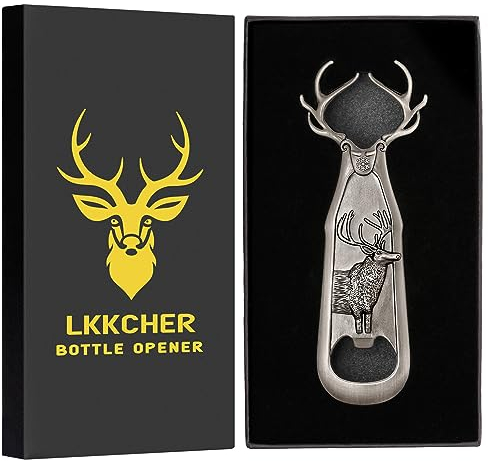 LKKCHER Décapsuleur de Bois de Cerf, Cadeau Personnalisé pour Femme Homme, Idée Cadeau Anniversaire Chasseur, Cadeau Noël, Cadeaux pour Fans de Cerfs/Papa