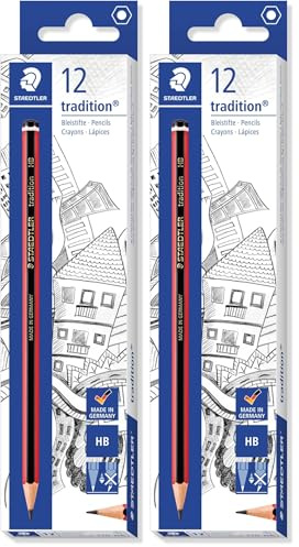 STAEDTLER 110-HB Tradition Graphite Pencil for Drawing & Sketching - HB (Box of 12) (Pack of 2)