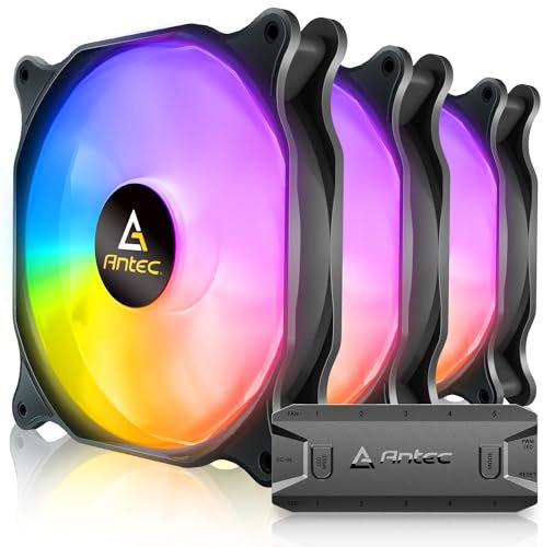 Antec - RGB fans, 140mm fan, PC case fan, 140mm case fan, 3-pin ARGB connector, 3 packs