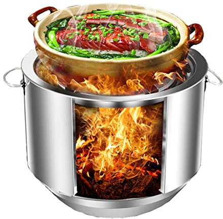 YYUINU Tragbarer Rucksackkocher Aus Edelstahl | Großer Zeltofen | Tragbarer Holzofen Für Zelte, Unterstände Und Camping Für Picknick-Barbecue-Camp-Wandern Mit Grillrost,Handbag Pot Holder