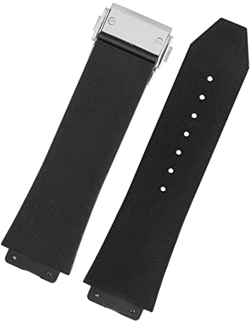 ONECMN Uhrenarmband für HUBLOT BIG BANG, Silikon, 25 x 19 mm, Wasserdicht, Schwarz, Unisex, 25-19 mm