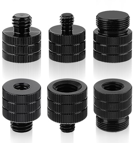 6 Stück Mikrofonständer Adapter, 3/8 Buchse auf 1/4 Stecker, 1/4 Buchse auf 3/8 Stecker, 1/4 Buchse auf 5/8 Stecker, 3/8 Stecker auf 5/8 Buchse, 1/4 Stecker auf 5/8 Buchse, 3/8 Buchse auf 5/8 Stecker