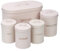 simpa 5PC Vintage Style Matt Cream Metal Kitchen Storage Set Including Oval Bread Bin and Round Biscuit Tin, Tea, Coffee and Sugar Canisters.