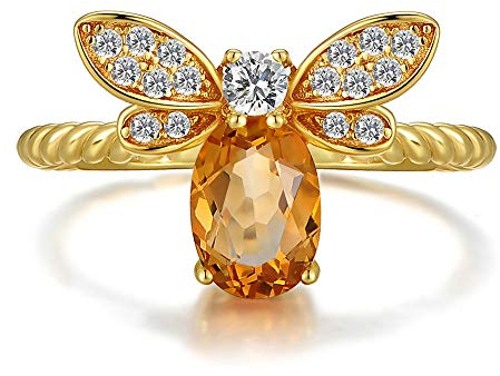 Spoon Rings Ring Opening Crystal Yellow Adjustable Natural Rings Chunky Dome Ring (Multicolor, One Size)