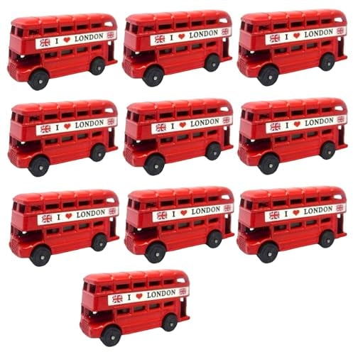 Bells Box 10 Londoner Bus-Magnete – England-Souvenir-Kühlschrankmagnet – Londoner Wahrzeichen ikonischer 3D-Doppeldecker-Bus-Metallmagnet, AA-019