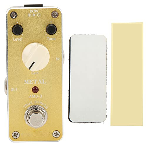 Metall-Verzerrungseffektpedal, Metall-Verzerrungspedal, Langlebiger Mini-True-Bypass mit Hoher Verstärkung für E-Gitarre mit Befestigungsband AMD-3 für E-Gitarre