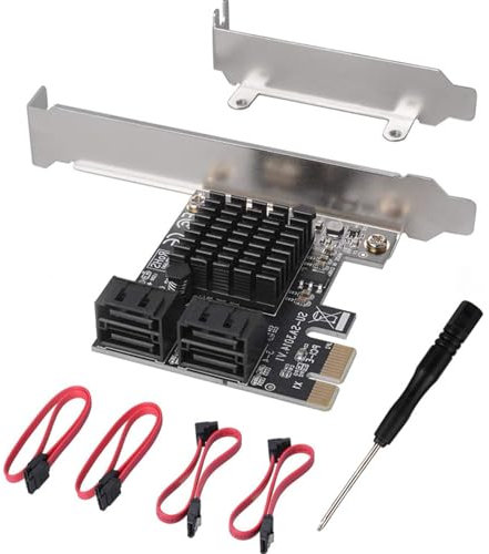Carte PCIE SATA 4 ports PCI-E 1X vers SATA 3.0 Carte d'extension 6 Gbps avec 4 câbles SATA prend en charge 4 périphériques SATA 3.0
