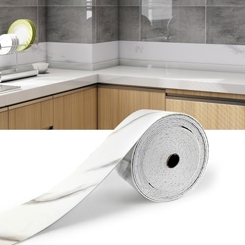 10 m Weichsockelleiste Selbstklebend, Verdickter Selbstklebstoff, Reißen & Kleben, Sockelleiste Selbstklebend, Boden aus Dicker Zinnfolie, Weichsockelleiste, Geeignet für Bad, Küche, Wohnzimmer