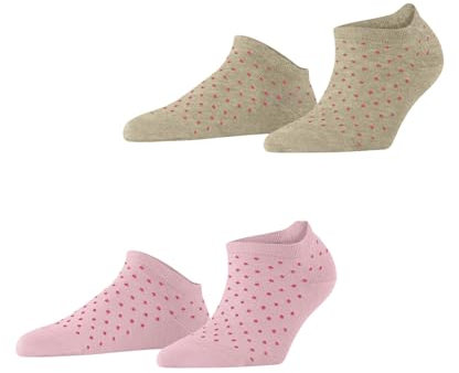 ESPRIT Damen Sneakersocken Fine Dot Multipack W Sn Baumwolle kurz gemustert 2 Paar, Mehrfarbig Brown Pink 0220, 35-38