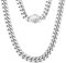 KRKC&CO 12mm Herren Panzerkette mit rundem Kompass Verschluss, Weißgold plattiert Cuban Link Chain, Edelstahl Miami Kubanische Gliederkette Silberkette, Halskette für Männer Jungen [Größe 61cm]