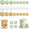 Tortendeko Kugeln Cake Topper Bär 29 Stück Grün Bär Torten Deko Baby Taufe Tortendeko Junge Kinder Fondant Figuren Babyparty, Gender Reveal Partyzubehör, Geburtstag, Feierlichkeiten