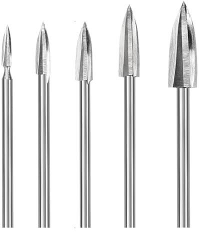 Oiieco Lot de 5 fraises à graver HSS - Tige de 3 mm - Fraises à bois et rotatives pour outils rotatifs Dremel/Rotary Tools - Gravure précise - Durable et résistante à la chaleur - Idéal pour le