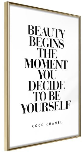 KunstLoft Poster 'Coco Chanel' 40x60cm | Goldener Bilderrahmen | Full-HD-Druck auf hochwertigem Papier