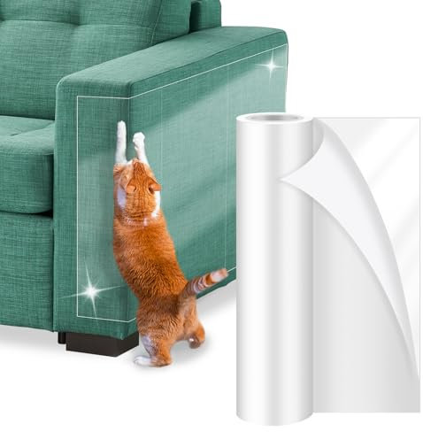 Newthinking Anti-Scratch Cat Door Protector, Self-Adhesive Cat Anti-Scratch Clear Tape Furniture Protector for Sofa Door Carpet, 21cm x 3m