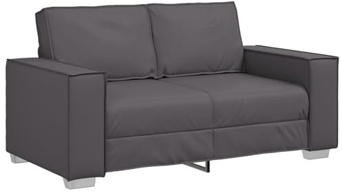 vidaXL Graues Kunstleder Loveseat Sofa - Modernes Design mit Boxkissen, perfekt für Büro und Wohnzimmer. Fleckenresistent und 160 cm breit. Bequemer Armchair für Zuhause und künstliche Innenräume.