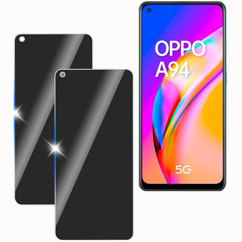 KULAIKE 2 Pièce Anti-Espion Verre Trempé Protecteur pour Oppo A94 5G, 9H Dureté Privacy Film en Verre Trempé, Anti-Rayures, Anti-Espion Confidentialité Protection Verre, Sans Bulles