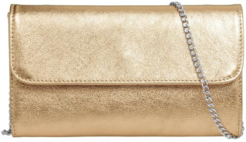 Caspar Echt Leder Clutch Abendtasche Damen Handtasche aus Wildleder im Metallic Stil - PREMIUM LINE - Modell No.779 - Made in Italy