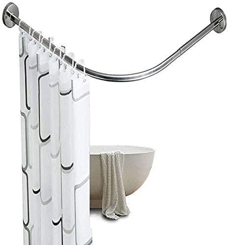 Tringle À Rideau De Douche D'Angle En Forme De L, Support De Tension En Acier Inoxydable 304 Pour Salle De Bain Et Magasin De Vêtements, Extensible Et Installation Sans Perçage, Comprend Un Crochet D