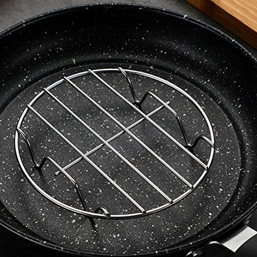 Dioche Grille de Cuisson Ronde en Acier Inoxydable avec Support pour Friteuse à Air, Autocuiseur et Mise en Conserve (SILVER #34)