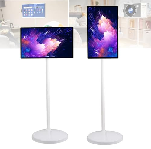 Oiyekntd Portable TV on Wheels 1080P, 8GB RAM+128GB, Rotating Touchscreen Monitor 100% sRGB,Tablet Screen with Base, 13500mAh Battery(4-6H), Standbyme Rolling TV 21.5Inch