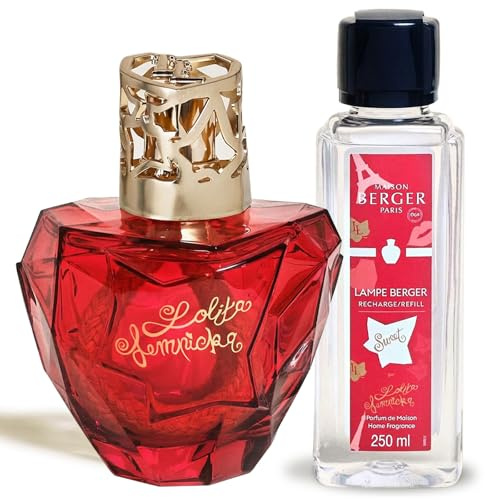 MAISON BERGER Lampe Berger Gift Set Lolita Lempicka Sweet Red, 250 ml | Gift set with catalytic lamp Lolita Lempicka Sweet Red, 250 ml refill, 2-in-1 helps neutralise odours, about 10 h