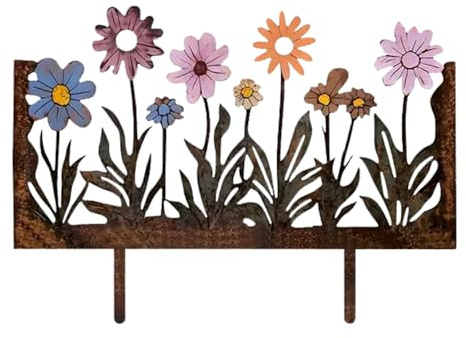 KERANEET Gartenstecker Rost Blumenstecker Gartendeko Rost Deko Garte Frühlingsdeko Rosts Deko für Garten Rasen Hof Balkon Blumentopf Frühlings Dekos