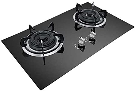 Table de cuisson gaz 2 feux encastrable noir verre trempé pour une cuisson efficace
