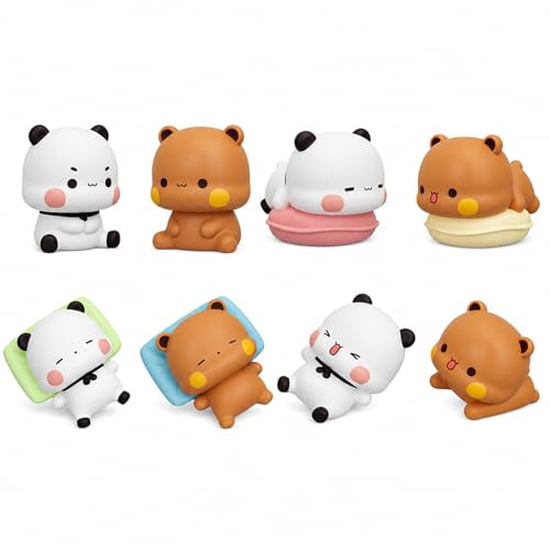 8 Stück Bubu Dudu Figuren Süße Bubu Dudu Dekoration Niedliche Minifiguren Auto Armaturenbrett-Dekorationen Panda-Bär Kawaii Geschenke für Paare Kinder Mädchen Jungen Büro Desktop Zimmer Dekoratio (B2)