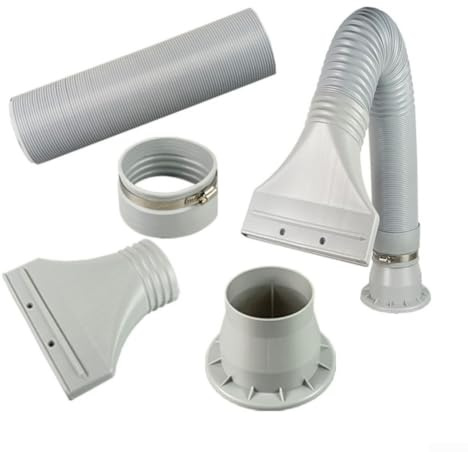 Adjustable Exhaust Hose For Portable Air Conditioners And Dryers Flexible 100mm Duct Pipe Grey Plastic Ventilation Tube 0.7 To 1.7 Meters Length For Kitchen Bathroom Greenhouse Use(HS-E420H)