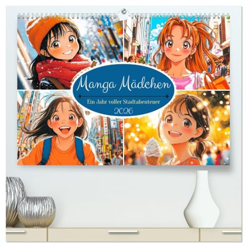 Manga Mädchen. Ein Jahr voller Stadtabenteuer (hochwertiger Premium Wandkalender 2026 DIN A2 quer), Kunstdruck in Hochglanz: Erlebe die Großstadt ... niedlichen Manga-Mädchens (CALVENDO Kunst)