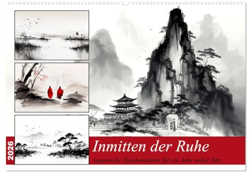 Inmitten der Ruhe (Wandkalender 2026 DIN A2 quer), CALVENDO Monatskalender: Die Faszination der japanischen Tuschemalerei (CALVENDO Kunst)