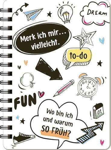 Notizblock Visual words: Notizblock A5, Spiralbindung, linert/punktkariert, 80 Blatt, Stickerbogen,. 80 Seiten SchreibLiebe
