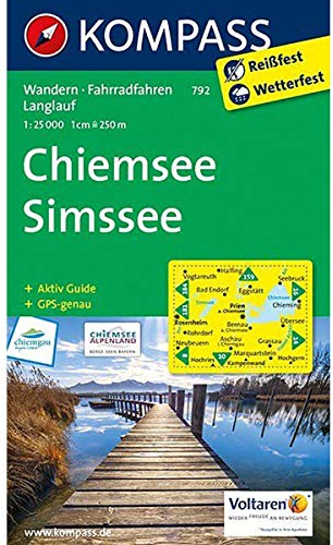 KOMPASS Wanderkarte Chiemsee - Simssee: Wanderkarte mit Aktiv Guide, Radrouten und Loipen. GPS-genau. 1:25000