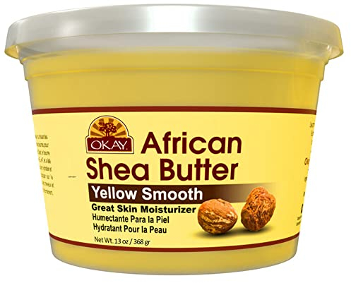 Okay Gelbe Sheabutter für Haar und Haut – rohe afrikanische Sheabutter für Frauen und Männer, tägliche Feuchtigkeitscreme für Gesicht und Körper, hilft bei Dehnungsstreifen, beruhigt Trockenheit – 370