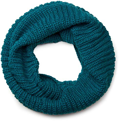 styleBREAKER Unisex Feinstrick Schal, einfarbiger Loop Schlauchschal, Feinripp Winter Strickschal, Loopschal 01018112, Farbe:Petrol