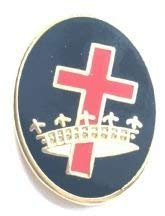 Freimaurer Order der Tempelritter Kreuz & Krone Oval Emaille Anstecker