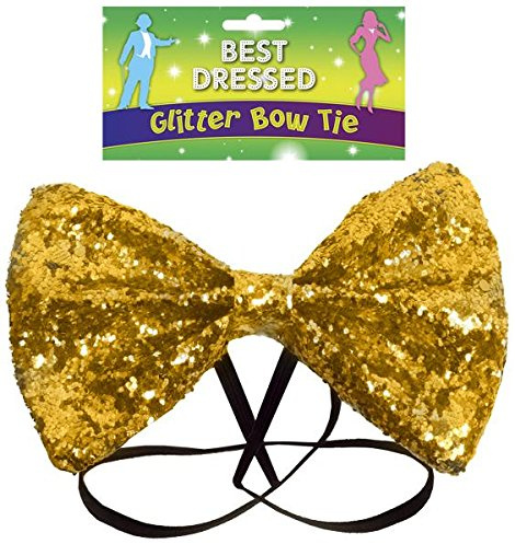 BOW TIE GLITTER 12 X 7CM GOLD