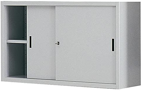 Armadio per archivio in metallo, 1 vano e 2 ante scorrevoli, Mis. 1200 L x 450 P x 900 H mm, serratura a cilindro con chiave