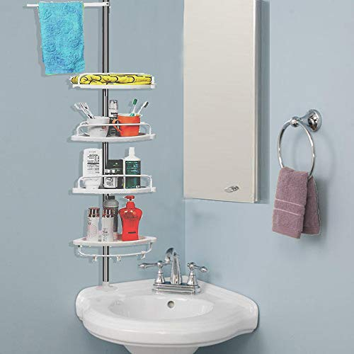 Crystals® 95cm-300cm 4 Tier Adjustable Stainless Telescopic Shower Corner Bathroom Shelf Rack Caddy YLT-0068 - Heavy Duty | A-88