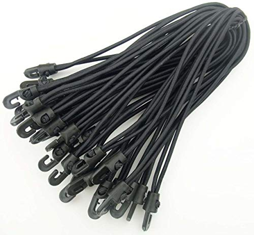 20 Stück Spannfix Planenspanner 25 cm, Ø 4 mm Schwarz - Spanngummi Expander mit Haken (20 Stück, Schwarz)