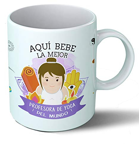 Planetacase - Taza Profesora de Yoga - Regalo Original - Cerámica 330 mL - Taza Desayuno Apta para Microondas y Lavavajillas - Yoga - Resistente a Lavados